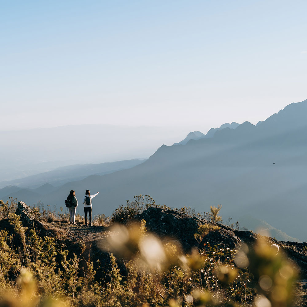 Backpackers enjoying the canyon view