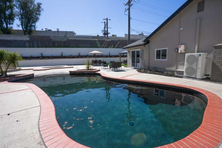 Backyard pool at a Harmony Junction Recovery home