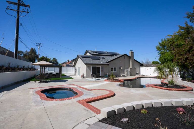 Pool and backyard at a Harmony Junction Recovery home in Lake Forest